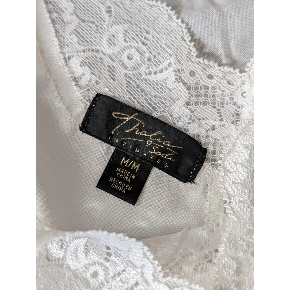 Italia Notti Lingerie Slip Chemise White Lace Trim V Neck M M View 3